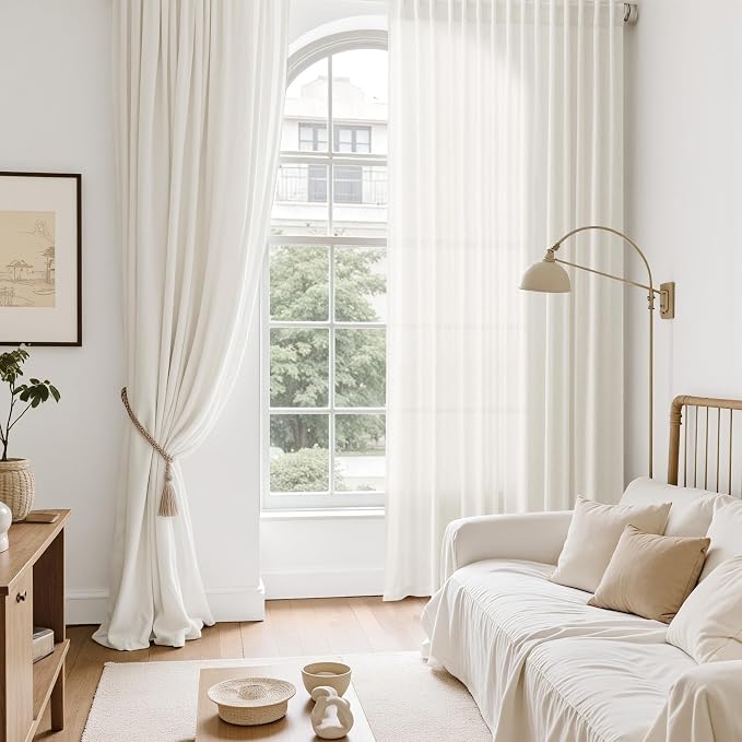 Neutral Linen Curtains 45 Inch Length - Image 6