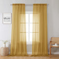 Lecloud Gold Sheer Curtains 96 Inches Long 2 Panels, Breathable Solid Voile by Lecloud
