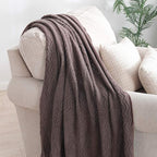BOURINA Brown Throw Blanket 60x80 Inches Throw Textured Solid Soft Sofa Throw - Image 2