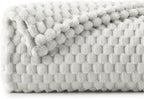 BEDELITE Fleece Blanket Twin for Bed Couch, 3D Jacquard Decorative Light Grey - Image 8