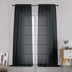 Simplebrand Black Sheer Curtains 108 Inches Long, Extra Long Rod Pocket Solid by Simplebrand