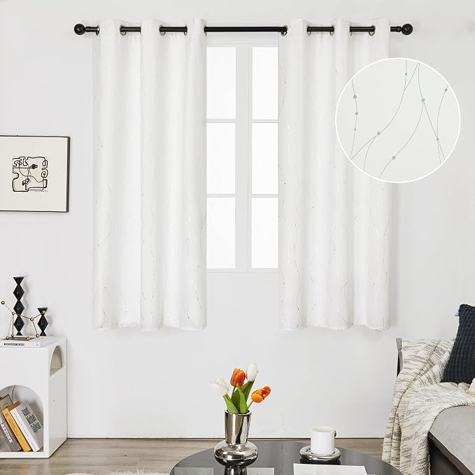 Deconovo White Short Curtains, Room Darkening Curtain, Thermal Insulated - Image 2
