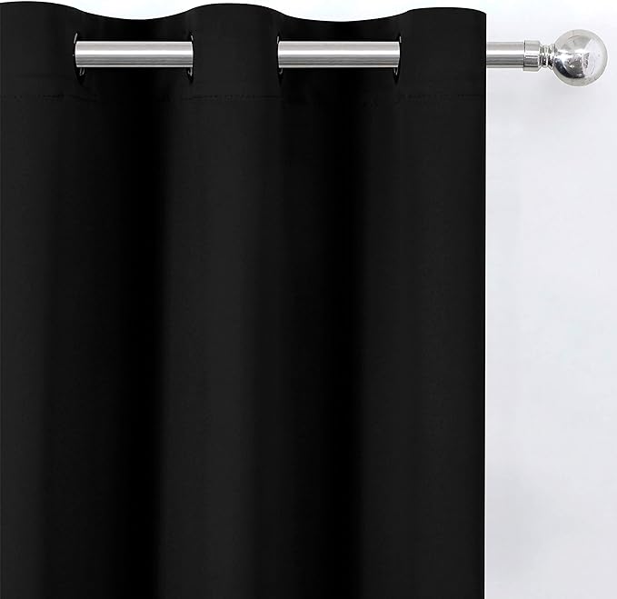 LEMOMO Black Blackout Curtains 34 x 54 Inch Length/Set of 2 Curtain - Image 7