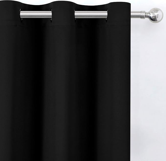 LEMOMO Black Blackout Curtains 42 x 54 Inch Length Set of 2 Panels Grommet - Image 7