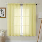 Gwine Light Yellow Sheer Curtains 63 Inch Length by Gwine