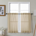 Gwine Taupe Sheer Kitchen Curtains 36 Inch Length, Light Filtering Voile Soft by Gwine