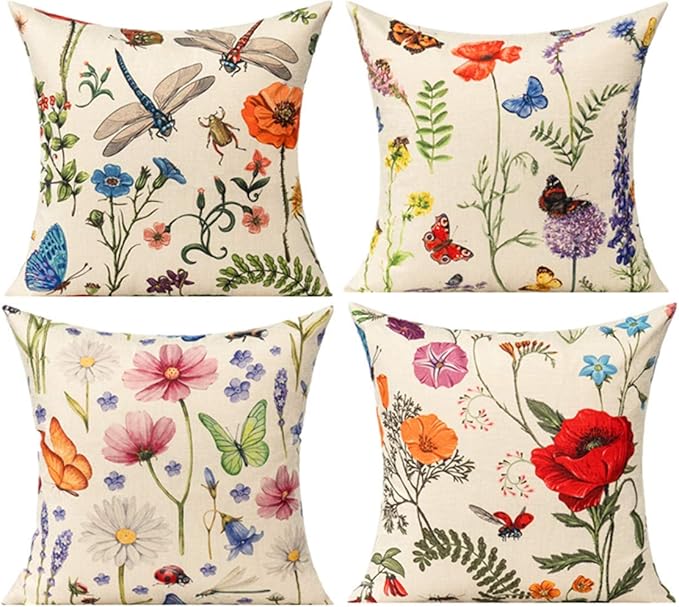 All Smiles Outdoor Patio Throw Pillow Covers 20x20 Set of 4 Spring Summer by AllSmiles