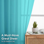 OVZME Turquoise Sheer Curtains 78 Inches Long 2 Panels - Image 4
