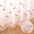 HOMEIDEAS Blush Pink Sheer Curtains 52 X 96 Inches Length 2 Panels Embroidered - Image 3