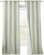 NICETOWN Sage Green Blackout Linen Curtains 95 inches Long, 2 Pieces, Bronze by NICETOWN