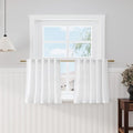 Nanspring White Linen Cafe Curtains 24 Inch Length Light Filtering Semi Sheer by Nanspring