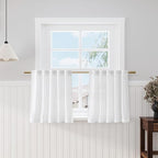 Nanspring White Linen Cafe Curtains 24 Inch Length Light Filtering Semi Sheer by Nanspring