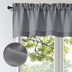 OWENIE Bob Valance Curtains 18 Inch Length 1 Piece, Faux Linen Slub Solid Dark - Image 2