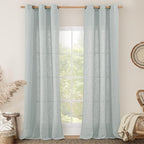 LAMIT Blue Linen Curtains 84 Inch Length by LAMIT
