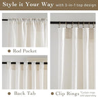 RYB HOME Sheer Linen Curtains Extra Long Light Airy Privacy Protected High - Image 2