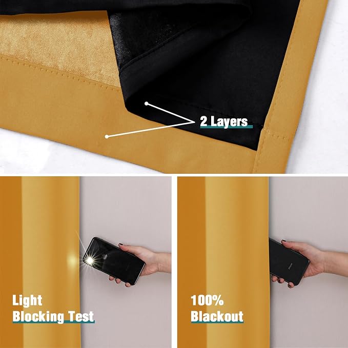 ChrisDowa 100% Blackout Curtains 108 inch Long - Image 4