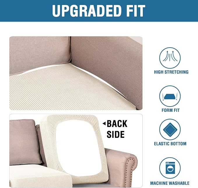 H.VERSAILTEX Super Stretch Individual Seat Sofa Covers Couch Slipcover Sets - Image 6