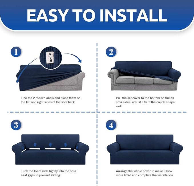 KEKUOU Stretch Oversized Sofa Slipcover 1 Piece Couch Sofa Cover Furniture - Image 5