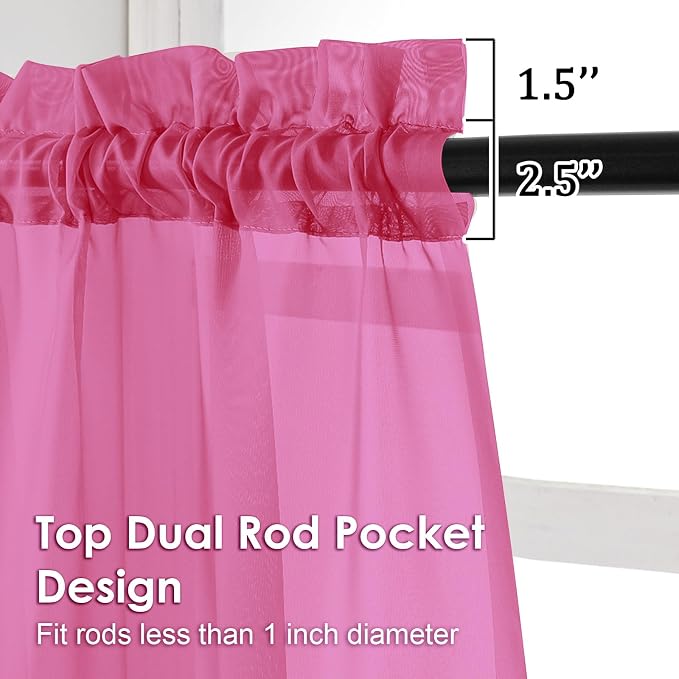 OVZME Sheer Curtains 84 Inches Long 2 Panels Set, Light Filtering Transparent - Image 2