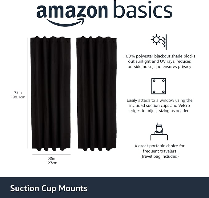 Amazon Basics Portable Energy Saving Noise Reducing Blackout Curtain Shade - Image 2