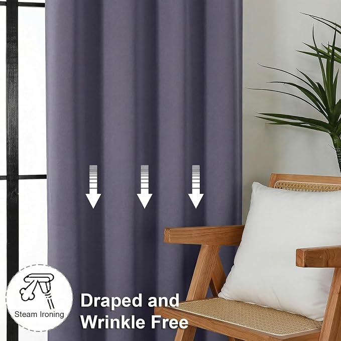 Simplebrand Greyish Purple Blackout Curtains - Image 7