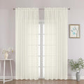 Chyhomenyc Ivory Sheer Curtains 90 Inch Length 2 Panels Set, Light Filtering by Chyhomenyc