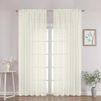 Chyhomenyc Ivory Sheer Curtains 90 Inch Length 2 Panels Set, Light Filtering by Chyhomenyc