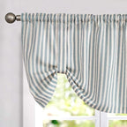 jinchan Tie Up Linen Textured Striped Bow Tie Curtain by JINCHAN