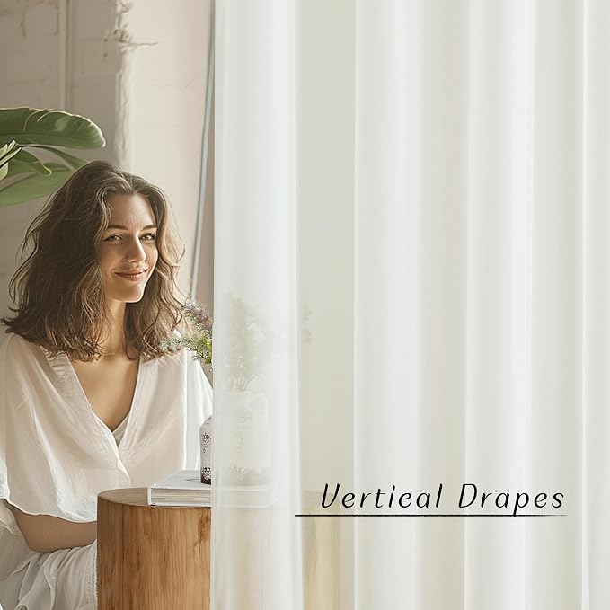 NICETOWN Beige Sheer Long Curtains 102 inches, Grommet Elegant and Airy Window - Image 3