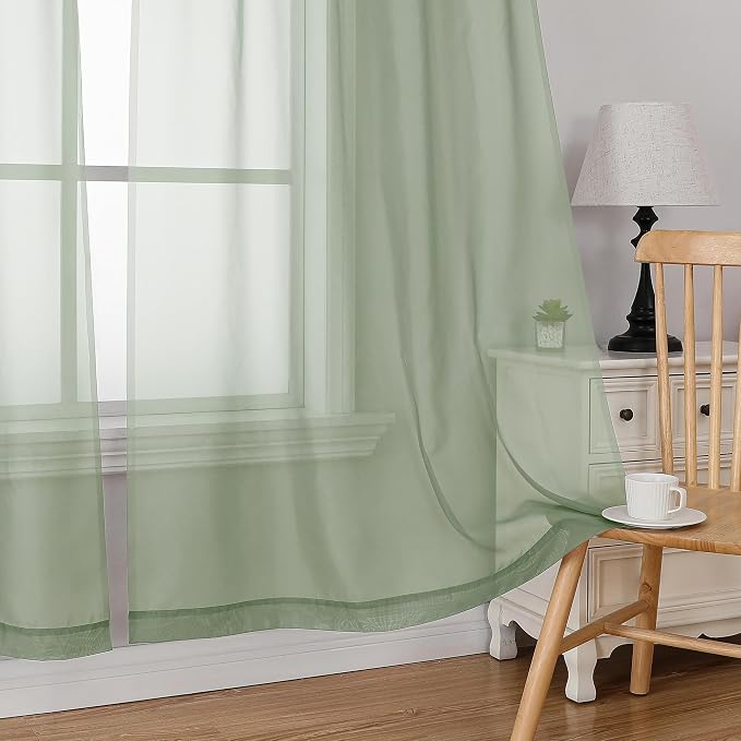 Simplebrand Sage Tier Curtains for Kitchen 24 Inches Long 2 PaSet, Rod Pocket - Image 4
