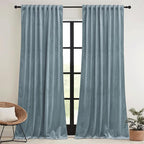 RYB HOME Stone Blue Velvet Curtains 90 inches Long - Image 2