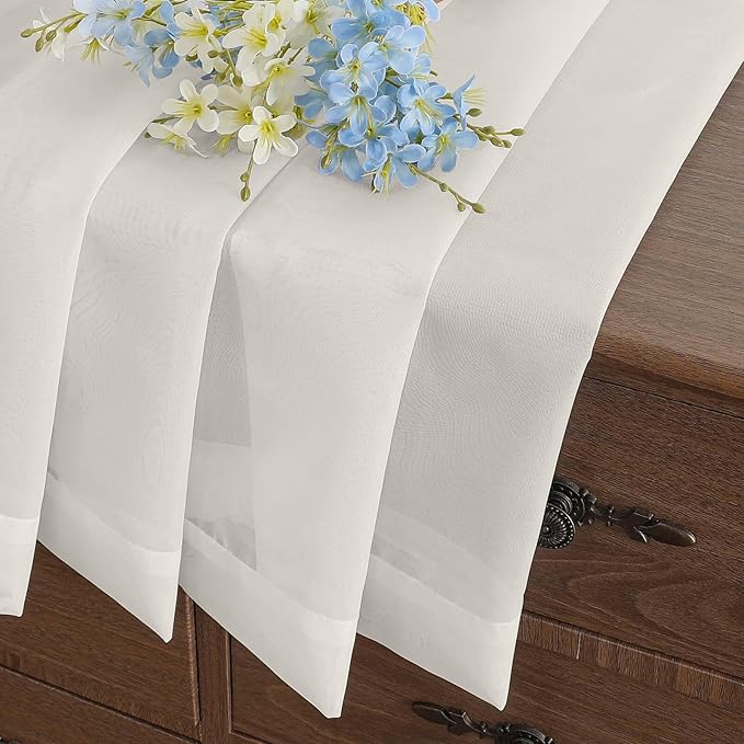 Ivory Small Sheer Curtains Tier 24 Inches Length 2 Pieces, Light Filtering Cafe - Image 6