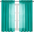 DWCN Teal Sheer Curtains Semi Transparent Voile Rod Pocket Curtains - Image 9