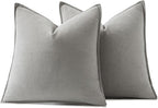 MIULEE Decorative Linen Pillow Covers 20x20 Inch Light Gray ​Boho Farmhouse​ - Image 6