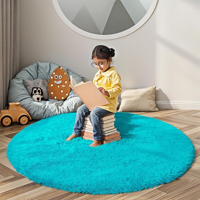 Super Soft Circle Rugs for Girls Princess Castle Toddlers Play Tent 3 Diameter by Junhejiamei