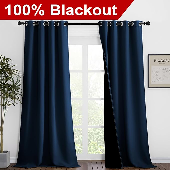 NICETOWN 100% Blackout Blinds, 46 inches x 96 inches, Laundry Room Decor Window - Image 2