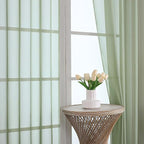 OVZME Sage Green Sheer Curtains 84 Inches Long 2 Panels Set, Light Filtering - Image 3