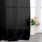 Simplebrand Black Sheer Curtains 108 Inches Long, Extra Long Rod Pocket Solid - Image 5
