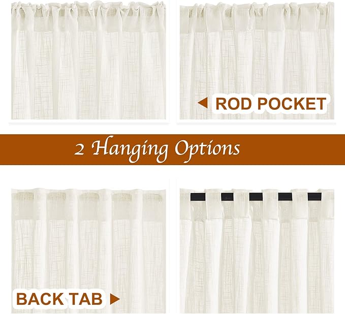 NICETOW Faux Linen Living Room Curtains 96 inch Length, Rod Pocket & Back Tab - Image 4