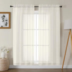 Gwine Ivory Sheer Curtains 68 Inches Long 2 Panels Set, Light Filtering Sheer by Gwine