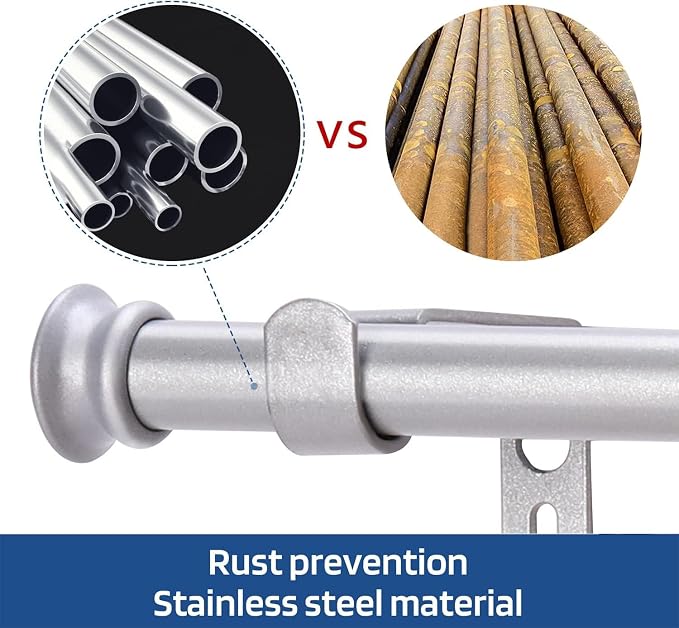 Curtain Rods 2 Pack 5/8 inch Silver Curtain Rods - Image 3