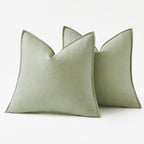 MIULEE Decorative Linen Euro Sham Pillow Covers 24x24 Light Green ​Boho - Image 6