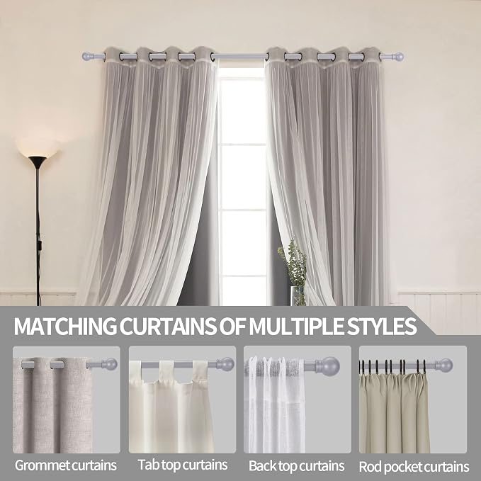 Thestoa Curtain Rods for Windows 48 to 84-92 inch, 5/8" Brushed Nickel Curtain - Image 7