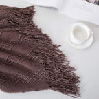BOURINA Brown Throw Blanket 60x80 Inches Throw Textured Solid Soft Sofa Throw - Image 3