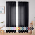 Simplebrand Black Sheer Curtains 84 Inches Long, Light Filtering Rod Pocket by Simplebrand