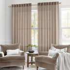 MIULEE Taupe Short Linen Curtains 45 Inch Length 2 Panels - Image 2