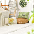 AVOIN colorlife Home Sweet Home Spring Summer Flowers Green Throw Pillow Covers - Image 5