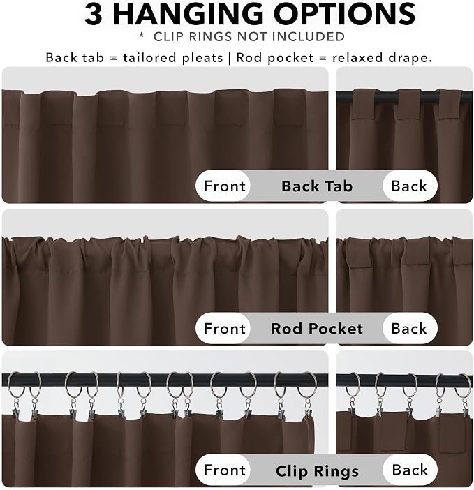 Deconovo Blackout Curtains, Thermal Insulated, W42 x L95 2 Panels, Back Tab - Image 2
