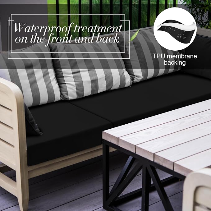 Newwiee Set of 4 Stretch Patio Cushion Covers Sofa Couch Seat Chair Slipcovers - Image 5