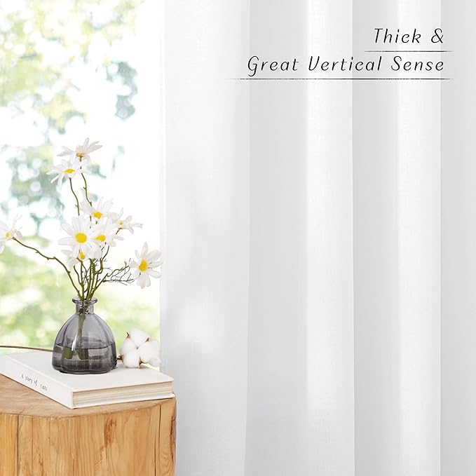 NICETOWN White Linen Curtains 108 inches Long - Image 3